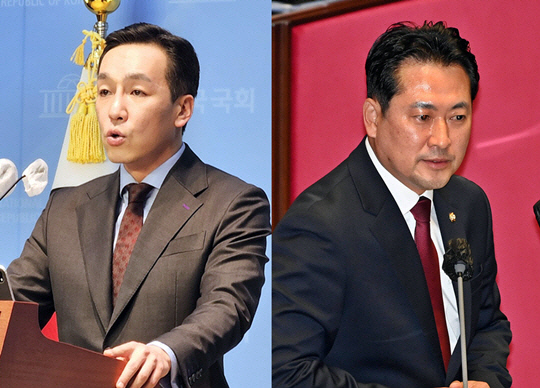 국민의힘 대변인을 맡고 있는 김민수(왼쪽) 전 경기 성남분당을 당협위원장, 원내대변인을 맡고 있는 장동혁 의원.<김민수 대변인·장동혁 국회의원 페이스북 사진 갈무리>